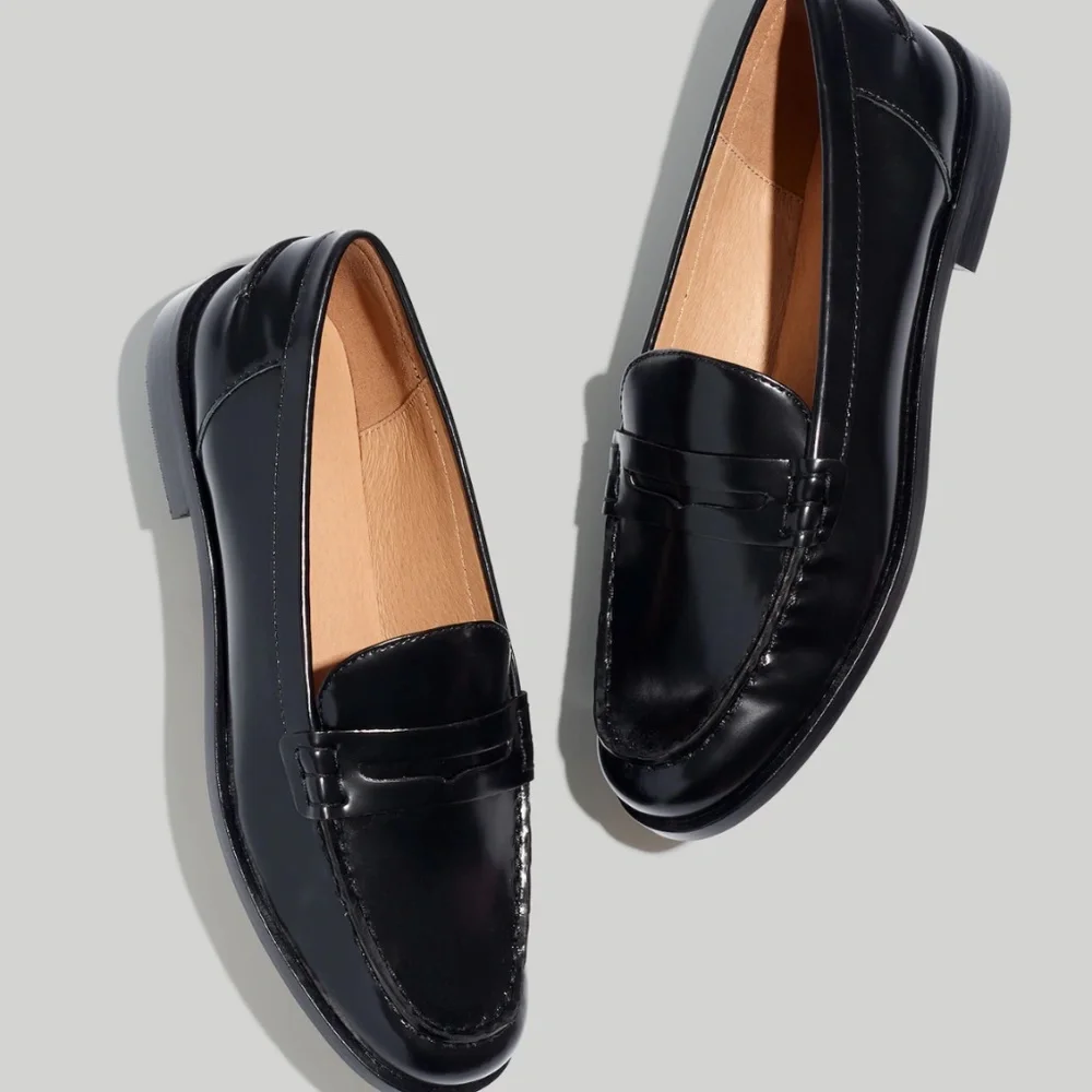 Madewell Penny Loafer In Leather True Black Size 9 New In Box